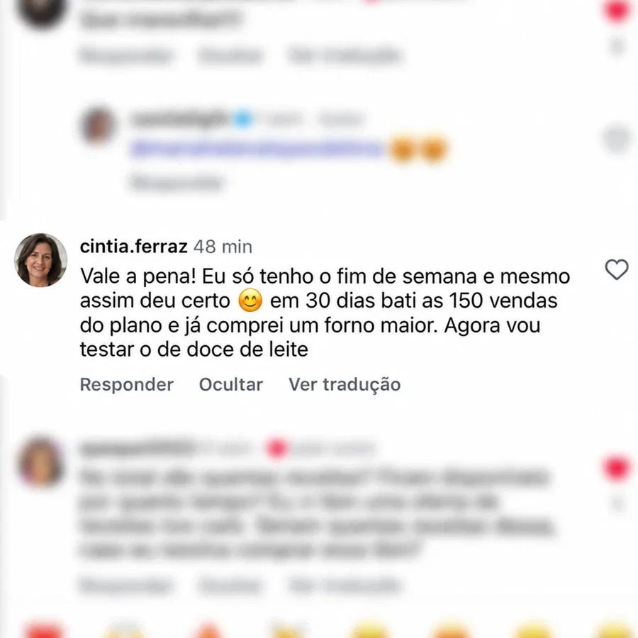 Depoimento de Cintia Ferraz: 150 vendas em 30 dias vendendo só no fim de semana