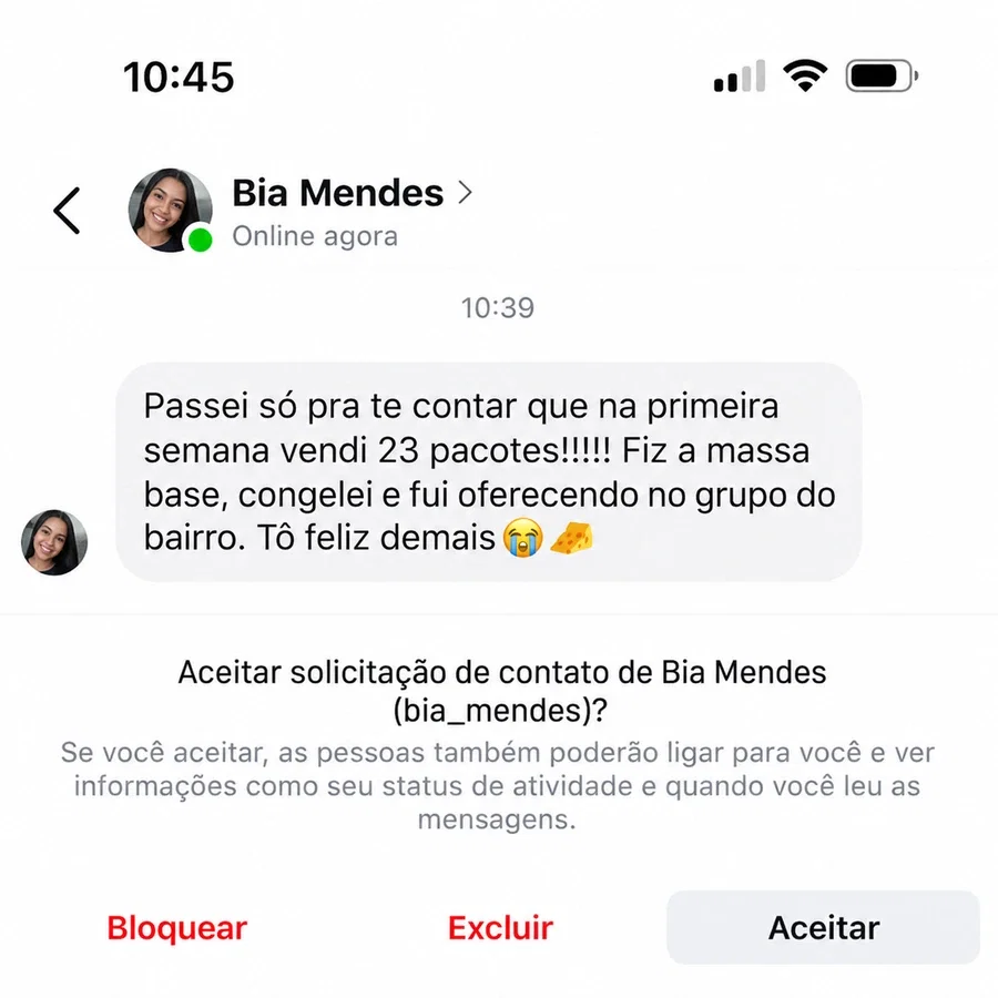 Depoimento de Bia Mendes: 23 pacotes vendidos na primeira semana